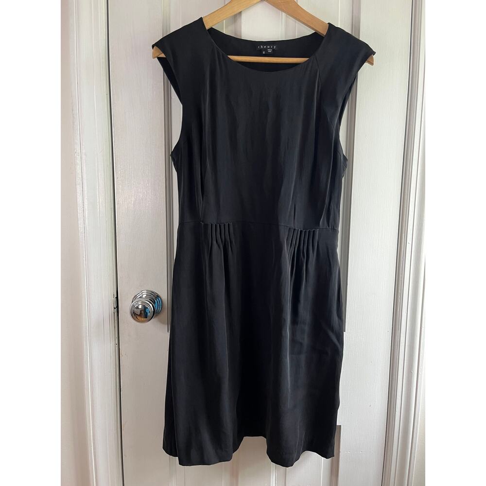 Theory Shyann Sheen Silk Stretch Dress 12 - Faded Black 🖤 - Picture 2 of 7